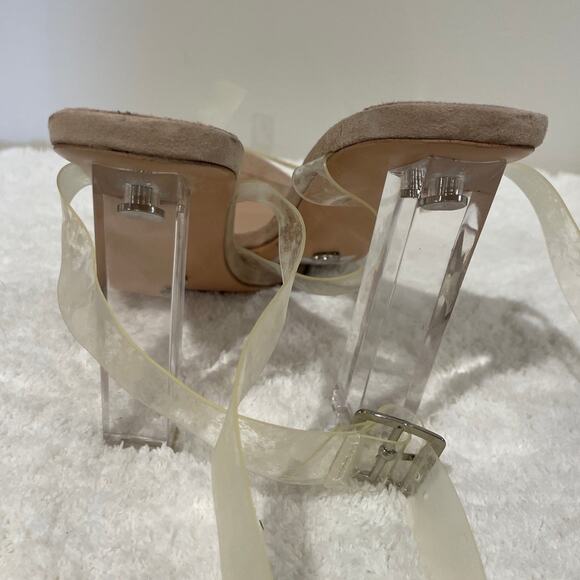 NEW Tony Bianco Kiki Clear Vynalite/Blush Kid Suede Leather Ankle Wrap Heels W 8 - Picture 8 of 11